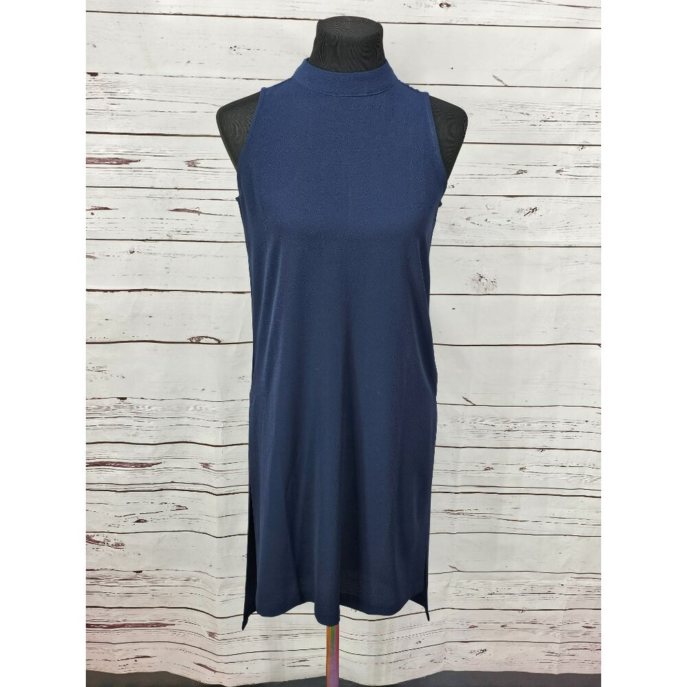 Spense Dark Indigo Zippered Size Small‎ Sleeveless Midi Dress Tunic NWT